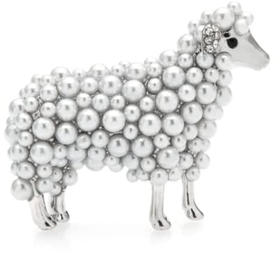 Broche en forme de mouton, joli effet nacré dans une pochette cadeau