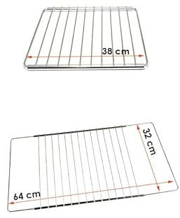 JCSARES® - Griglia graticola universale forno elettrico gas cucina larghezza 32 cm larghezza estendibile da 38 a 64 cm fissaggio a molla compatibile con Candy Rex Hotpoint Whirlpool Electrolux