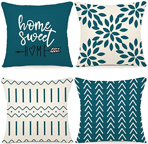 YCOLL Kissenbezüge 4er Set Kissenbezüge leinen Kissenbezug Dekokissen Kissenbezüge für Sofa Gartenbett Couch Kissen 50x50cm (4er Set)