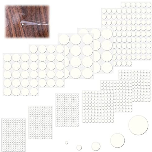 Klebepunkte Doppelseitig, 914 Stück Gemischte Größe Doppelseitige Klebepads Extra Stark Selbstklebend Glue Dots, Rund Aufkleber Fotokleber (ø 6 mm, 10mm, 20mm, 30mm, 40mm) Transparent
