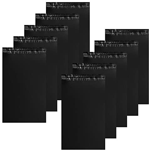 10 schwarze Briefumschläge aus Kunststoff, blickdicht, Versandtaschen, 28 x 42 cm – robust, manipulationssicher und wasserdicht