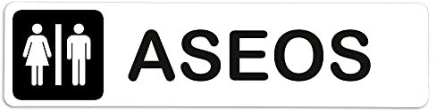 Becral® - Señal adhesiva de PVC ASEOS | Placa puerta PVC BLANCO | Señal informativa | Cartel Puerta 200X50mm