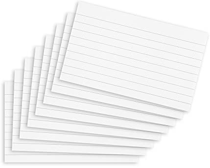 Summit Flash Cards, Revision Cards, 200 Pack Record Cards, 125 x 75 mm Index Cards, White