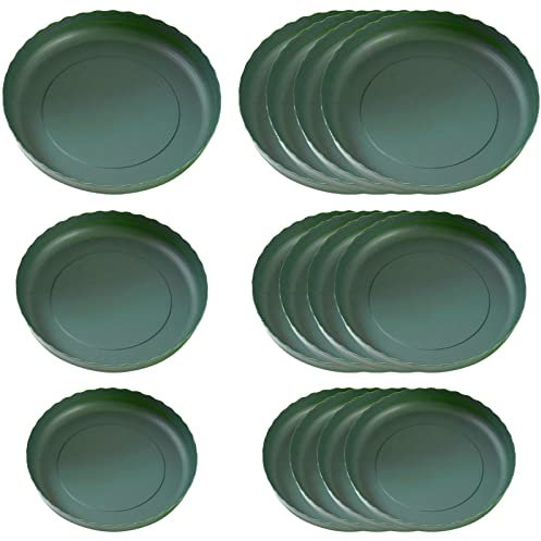 Misazy Sottovasi per Piante - Set da 15 Pezzi Verdi con diametri Assortiti di 14 cm, 16 cm e 18 cm, Ideali per la Tua casa e Il Tuo Giardino!