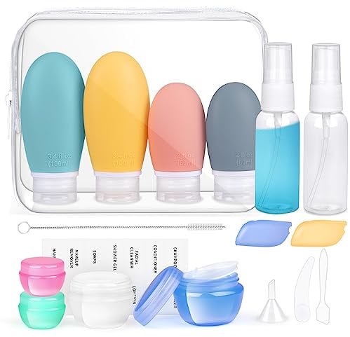 Opret 18 Pcs Travel Bottles Set for Toiletries, Silicone Travel Containers 100ml/60ml TSA Approved Leak Proof Refillable BPA Free Travel Accessories for Shampoos, Conditioner and Lotion