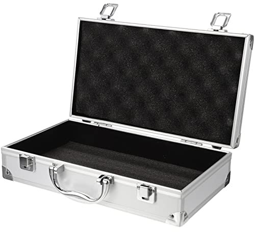 Toyvian Aluminium-Aktentasche, Hartschalenkoffer mit anpassbarem Schaumstoffeinsatz für Testinstrumente, Kameras, Werkzeuge, Teile und Zubehör, Tattoo-Ausrüstung, Make-up-Werkzeuge