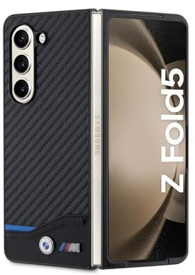BMW BMHCZFD522NBCK Hülle für Z Fold5 F946 Schwarz Leather Carbon