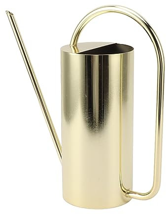 Tnfeeon Regadera de Plantas de Acero Inoxidable, Gran Capacidad, 1500ml, Caño Largo, Suministros de Jardinería para Uso en Interiores y Exteriores (Oro)