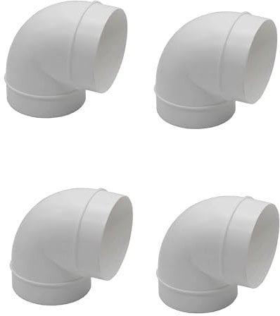 4 x pc 100 mm Dia Universal Bend Elbow Duct 90 Degree Vent Hose Pipe Tube Male Cooker Hood Ducting Connector