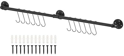 Sourcing Map Barre porte-serviettes industrielle murale en fer rustique pour salle de bain et cuisine (120 cm)