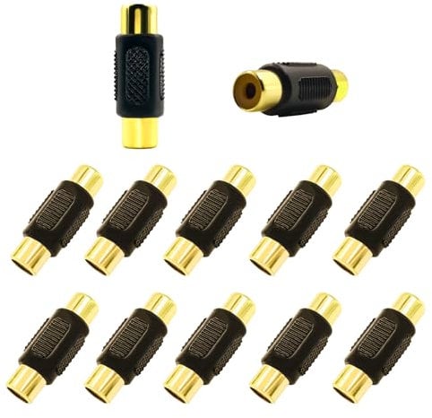 BRIEFCEC Conector RCA hembra, adaptador RCA hembra a hembra para altavoces, cable RCA, fono, amplificador (12 unidades)
