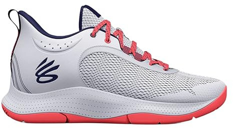 Under Armour Curry 3Z6 Herren-Basketballschuhe (Mod Gray/Halo Gray/Midnight Navy - 101, US-Schuhgrößensystem, Erwachsene, Herren, Numeric, Medium, 12), Weiss/opulenter Garten, 46 EU