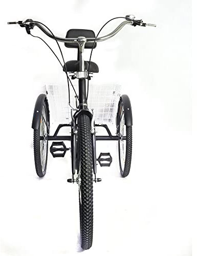 24 7-Gang 3 RäDer Erwachsene Dreirad Fahrrad Tricycle Mit Einkaufskorb FüR Erwachsenen Kreuzfahrt Klappbar Senioren Einkauf Erwachsenendreira Faltbar Faltrad Trike FahrräDerrb (Korb ohne Front)