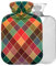 Bunte quadratische BAP-freie Wärmflasche mit Bezug, 2 l, großer warmer Wasserbeutel zur Schmerzlinderung und Krämpfe