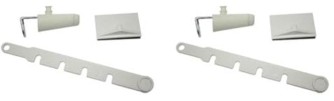 Gardinia Feststeller für Kippfenster, Mit Klemmträger, Bügel und Grundplatte, Montage zum Kleben ohne Bohren, Kunststoff, Weiß, 10 x 4 x 1 cm (Packung mit 2)
