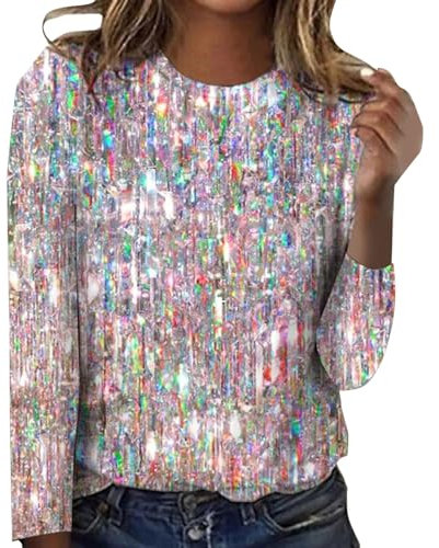 Cocila Women's Long Sleeve Mesh Top White, Black, Multicolour Size 10 Medium Glitter Jumper