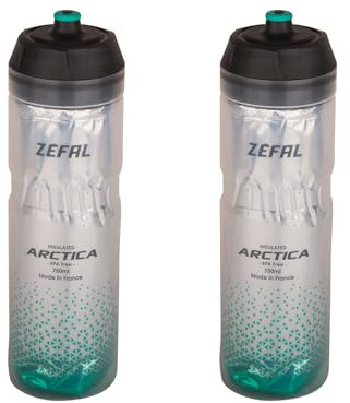 ZEFAL Pack Arctica 75 - Lot de Deux Bidons Vélo 750 ML - Gourde Vélo Isotherme - Inodore et Etanche - Bidon Sport sans BPA - Argent/Vert Caraibe