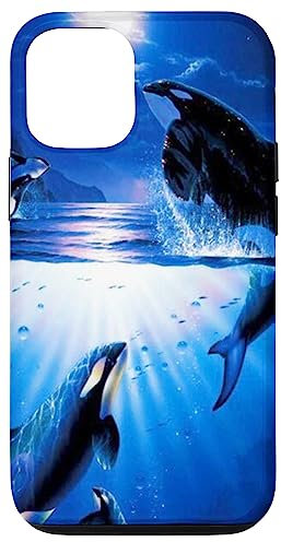 Handyhülle „Killer Orca Wales in Blue Ocean Moonlight“ Hülle für iPhone 15