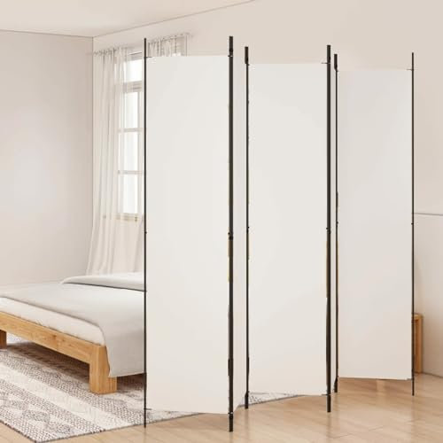 Mengtu 5-TLG. Paravent Raumtrenner Klappbar Raumteiler Faltbildschirm Raumabtrennung Umkleide Sichtschutzwand Stellwand Möbel Büro Weiß 250x220 cm Stoff