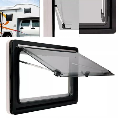 HOARLICN Caravan Seitenfenster, 900x500 Ausstellfenster + Rollo Wohnmobil Camper Wohnmobil Fenster Push Fenster 70° öffnungswinkel Für Rv Wohnwagen Fahrzeugen, Wohnmobile Camper