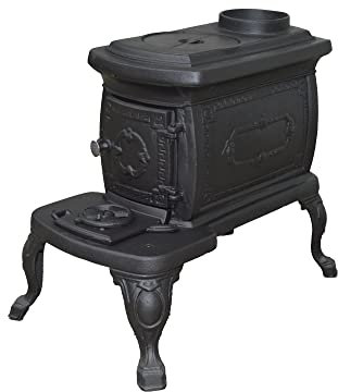 FLAME STOVES NOSTALGIA - Estufa de leña y carbón compacta de hierro fundido | Superficie de calefacción de 25 m² | Certificación ISO, CE y TSE | Diseño tradicional | Calefacción autónoma