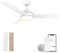 SODSEA Deckenventilatoren mit Lampen, 106 cm Deckenventilator mit Licht,Geräuschlos Reversibel Dimmbar Indoor/Outdoor weiß Deckenventilator für Schlafzimmer, Wohnzimmer, Esszimmer