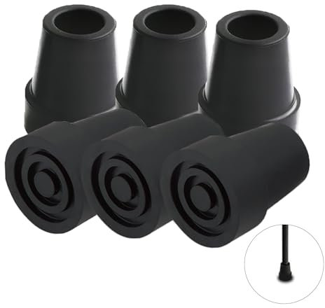 6 Stück Gummifüße Schutzkappen für Gehstöcke Set, Schwarzes Gehstock Gummipuffer für 19mm/0.74zoll Gehstock, Rohrspitze für Gehhilfen Wie Krücken Gehfrei