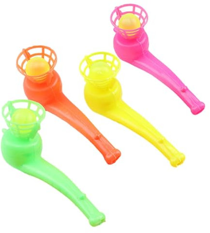 4 Pièces Tuyau De Soufflage Flottant Jouet Jeu De Tuyau De Balle De Soufflage Balle De Suspension D'équilibre Souffleur Balle Anti-Stress Jouets Amusants Cadeaux De Fête (Couleurs a-léatoires)