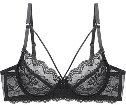 RGDIDG Skinny Sexy Lace Underwear Bra Big Breasts Show Small Pure Fancy Big Size Bra Underwear Gathering Black