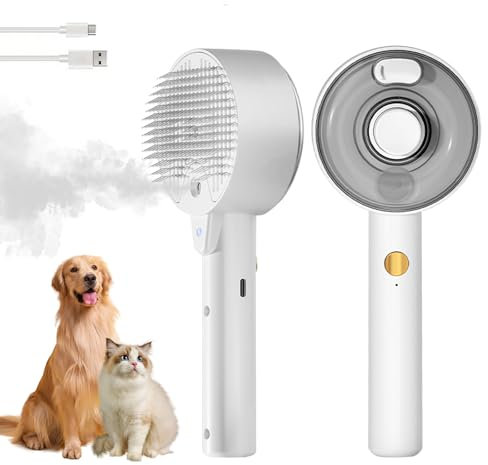 Spritz Defur Comb For Cats 2024 Cat Steam Brush For Grooming 4 In 1 Spray Cat Comb For Shedding Steamy Cat Brushes For Long Short Haired Cats Dogs Kitten Rabbit Pets Grooming Brush (Ivory)