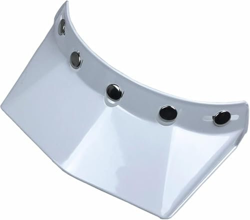 Visiera universale a 5 bottoni compatibile con casco da moto jet, visiera antivento ribaltabile, visiera protettiva for casco da moto, linguetta,durata(White)