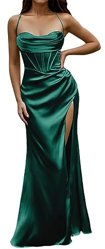 Frauen Sexy Satin Korsett Maxi Kleid Seidig Strap Push Up Fishbone Geraffte Abend Party Lange Kleider Flieder Kleid