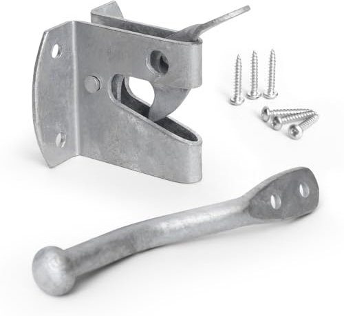 Auto Gate Latch for Wooden Gates | 57mm Heavy Duty Galvanised Self Locking Gate Catch | Weather & Rust Resistant Garden Gate Latches for Outdoor Use | Metal Door Gate Latch (Fixings Included)
