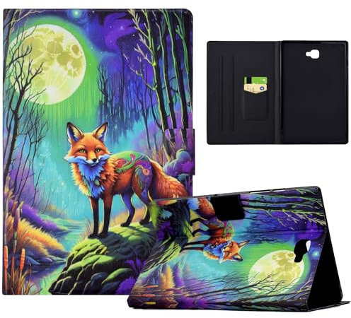 Funda para Samsung Galaxy Tab A 10.1 2016 SM-T580 / T585, Funda Protectora Patrón de Color con Función de Auto-Reposo/Activación para Samsung Galaxy Tab A 10.1 2016, Zorro de Luna