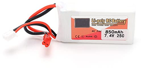 GRCFUMO JST Plug RC Car Battery, Rechargeable Lipo Battery, RC Car Battery 7.4V 850mAh for RC Cars Boats Helicopter