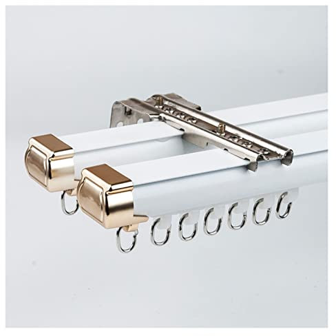 Doppio sistema di binari per tende a doppio binario per divisorio, tende da doccia e tende per camper, binario per montaggio a soffitto/parete (bianco, 500 cm)