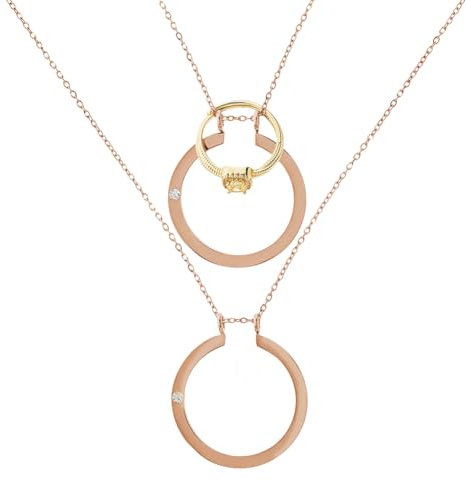 Hobbspring 1Pc Ring Holder Necklaces 41.4cm Stainless Steel Ring Keeper Necklaces Wedding Engagement Saver Storage Necklace Rose Gold Personalized Pendant Necklace for Women Ladies Wife