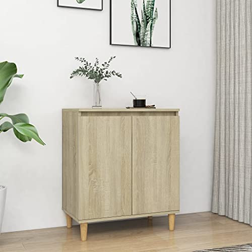 Myheimly Sideboard mit Massivholz-Beinen 60x35x70 cm Komodenschrank KüChenschrank Komode Schrank Klein Flurschrank Schrank Mit Schubladen Schrank Schmal Wohnzimmer Küche Flur Sideboard Sonoma Eiche