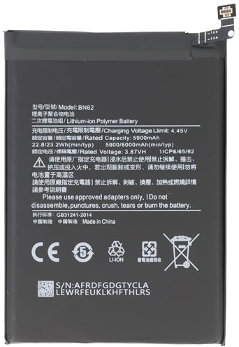 Akku kompatibel mit Xiaomi Redmi 9 4G, Li-Polymer, 3,87V, 6000mAh, 23,2Wh, ohne Werkzeug