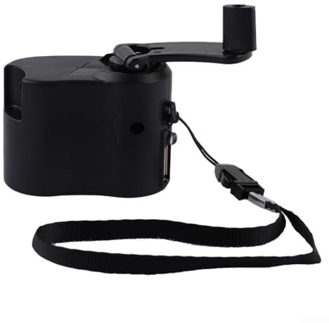 HomeVortex Generador de cargador manual de manivela USB, dispositivo de carga USB de manivela en miniatura, carga móvil de dinamo de mano (negro)