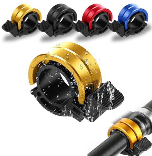 Garegce Fahrradklingel, Mini Fahrrad Klingel Laut, Fluminiumlegierung Fahrradglocke Laut Bicycle Bell, 22-22.8mm Lenker Mini-Fahrradklingel, für Mountainbike Rennräder und Roller - Gold