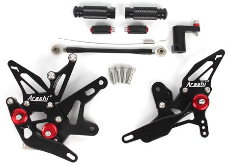 Arashi Verstellbare Rearsets Kompatibel mit Kawasaki Ninja 400 Z400 EX400 KRT Edition 2018-2024 ABS inklusive, Schwarz