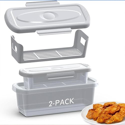 Générique Lot de 2 shaker de pâte à poisson, pâte Breader Shaker bol avec panure Shakers plateau, Batters bol avec couvercles Shakers pour frire les ailes de poulet poisson oignon anneaux légumes