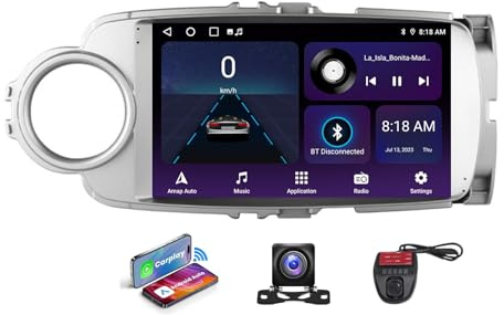 Autoradio Android 13 9 Pouces pour Toyota Yaris 2012-2017, Navigation GPS HD, Bluetooth 5.0, 4G LTE, CarPlay, Android Auto, Radio FM/RDS/Dab+, Compatible caméra.