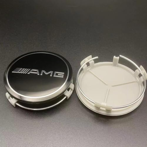 VAPORVERSE 4 Stück Auto Nabendeckel Felgenkappen Ersetzen für AMG 75mm Zubehör, Nabenkappen Radnabenabdeckung Wheel Caps,Black