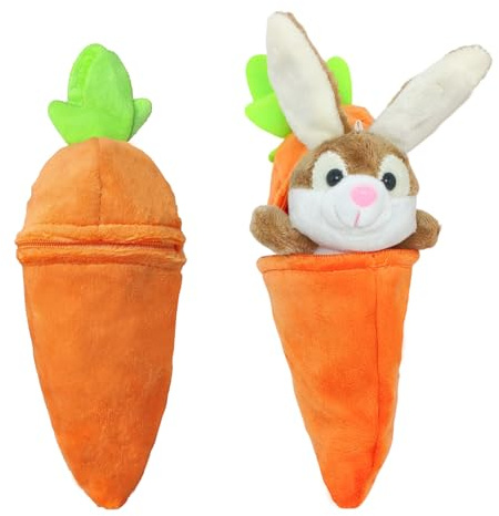 2 Stück Hase Karotte Kuscheltier, Ostern Hase Plüschtier, Plüschspielzeug, Wendbarer Karottenhase, Flauschiger Hase, Osterhase, Osterhase Kuscheltier, Lustige Ostergeschenke für Kinder (Orange)