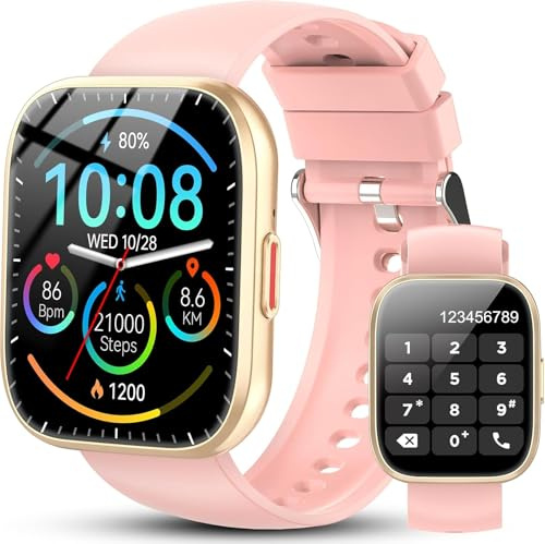 Ddidbi Smartwatch Men Women, 1.85 Inch Smartwatch with Call/Answer Calls, 112 Sports Modes Fitness Tracker with Sleep/Heart Rate Monitor, IP68 Smart Watch for Android iOS, Pink