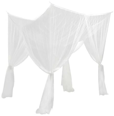 Yajuyi Himmelbett mit 4 Eckpfosten, Bettvorhang, Bettumrandung, Bettüberwurf, Schlafzimmer Betthimmel für Damen, Weiß
