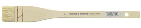 Winsor & Newton Hake - Pennello Largo e Piatto con Manico in Legno, 1, setole di Capra Bianche morbide