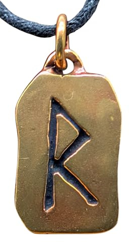Kiss of Leather Runen Anhänger Raido aus Bronze mit Baumwollband Br.91